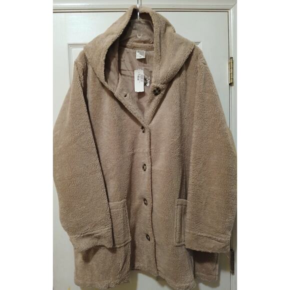 Blair Jackets & Blazers - NWT'S Women's Tan/Brown Blair Hooded Sherpa Jacket. Size 3XL. $60